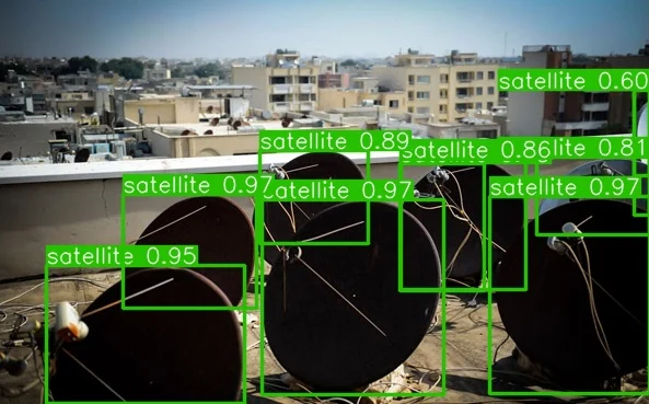 نمونه خروجی مدل تشخیص اشیاء روی تصویر محیط شهری